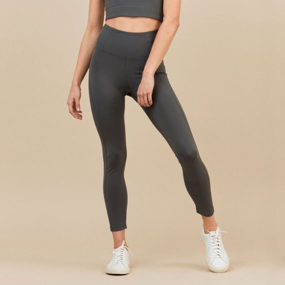 Girlfriend Collective high rise 7/8 compressive leggings in smoke